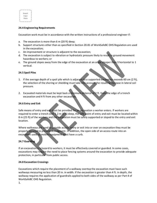occupational health and safety program manual plan template free sample policy checklist procedure act ohs worksafebc regulations vancouver victoria british columbia bc canada